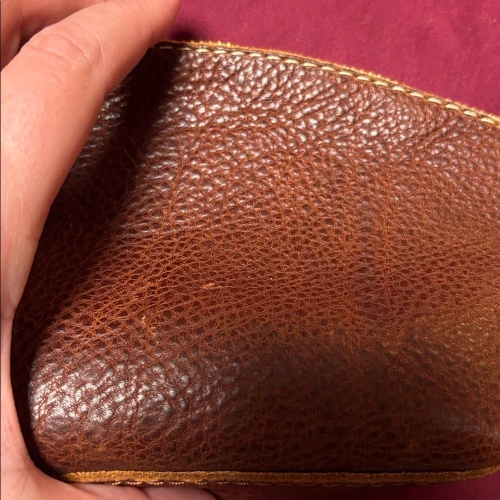 Portland Leather Goods Brown Zip Up Eclipse Makeup Bag